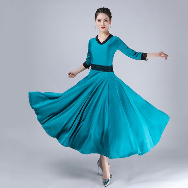 

2020 new ballroom dance dress modern dance big swing dress waltz costume for women, Black;red