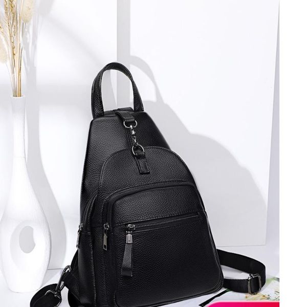 

genuine leather bag woman use / good soft shoulder backpack for female