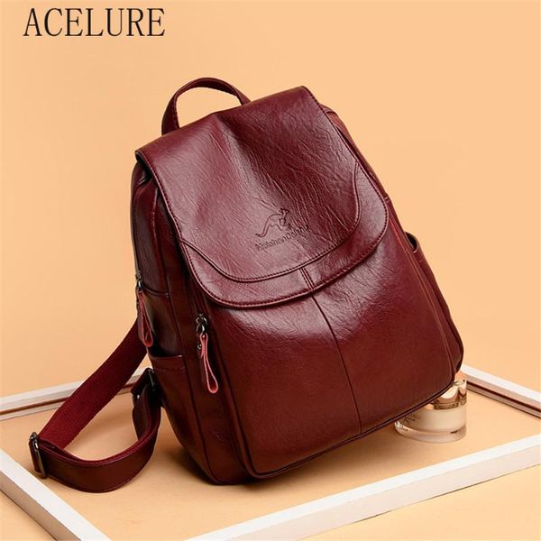 

acelure women pu leather backpack casual fashoin school bags for students girl back pack teenage girls mochila feminina