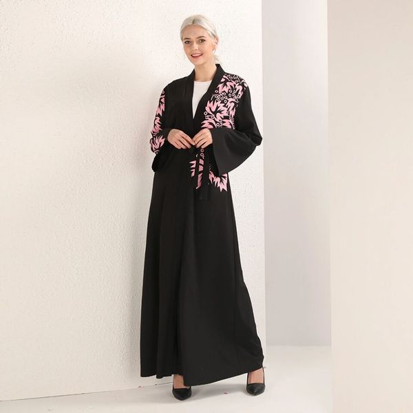 

factory price muslim women black abaya dress s-2xl plus size islamic women flroal print jilbab dress, Red