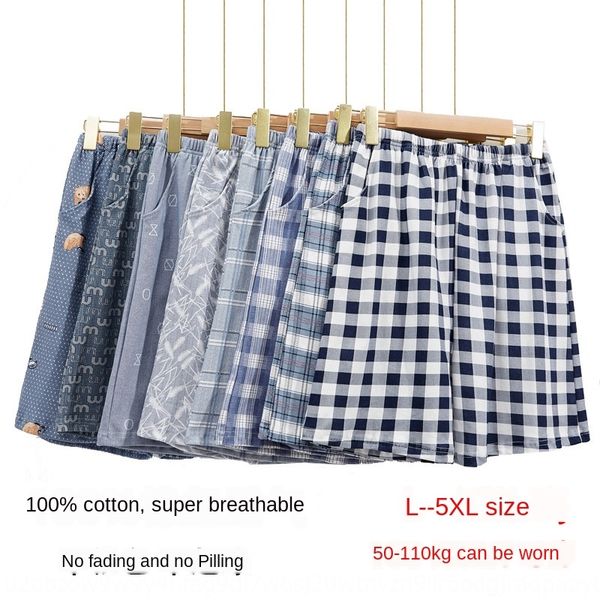 

big quick-drying loose plaid pants men's pure cotton mid-waist casual breathable four-legged pants beach and shorts shorts, Black;white