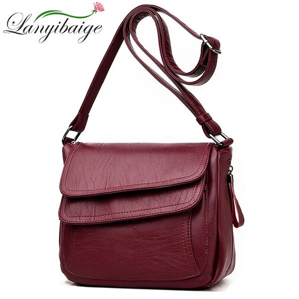 

women leather messenger bag luxury handbags designer female vintage crossbody bags for women flap shoulder bags cj191205