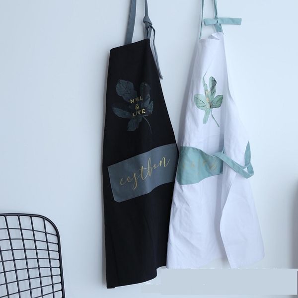 

2019 kitchen apron cotton nordic simple fashion apron thick waterproof anti-fouling household supplies