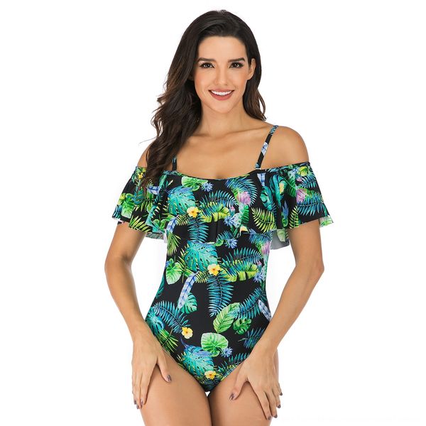 

sling printed a variety sling swimsuit of piercing hollowed-out triangle flounces one-piece swimsuit ladies, White;black