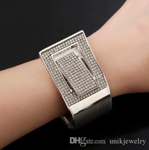 

trendy belt buckle shapewide bangle bracelets gold silver tone cuff bracelets for womens bangle cuff bracelets, Black