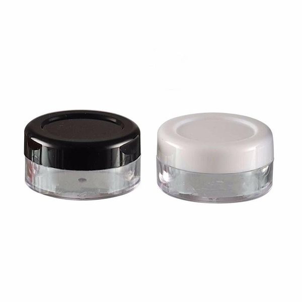 Confezione da 10 g di vasetto cosmetico in plastica trasparente vuota, contenitore per espositori per campioni, coperchio con tappo a vite per vaso tondo, latta Mini PS 350 pezzi