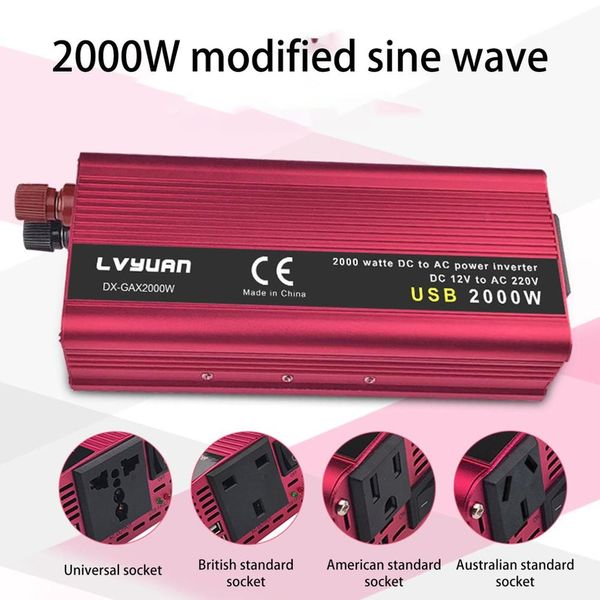 

2000w dc to ac car power inverter charger converter adapter voltage transformer modified sine wave with dual usb ports