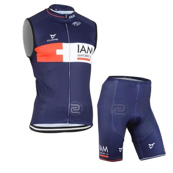 

2020 2015 iam summer men outdoor cycling short sleeveless jersey cycling vest bib shorts bike vest cycling waistcoat bib short kits mix si, Black;blue