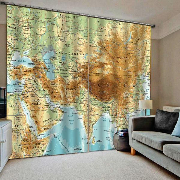 

customize large map curtain for living room bedrooms jacquard blackout curtains