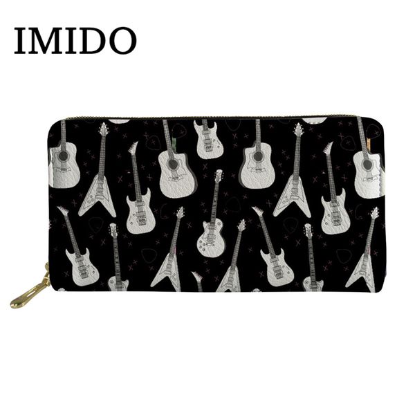

imido long leather wallet casual women guitar design luxury pu purses female waterproof phone bags storage money bag carteras, Red;black