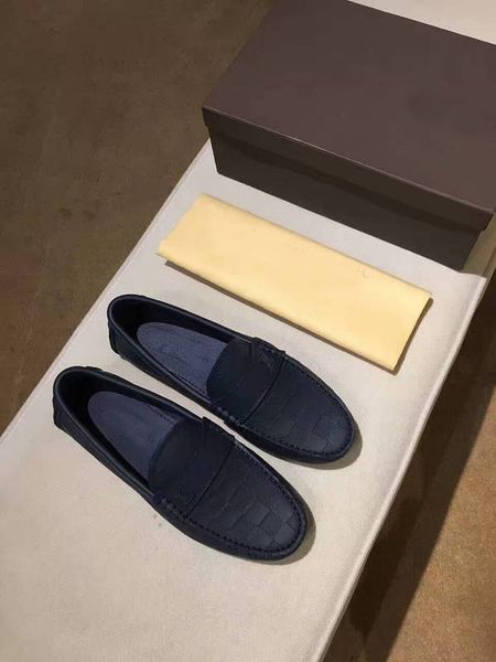 

original boxnew fashion mens loafers dress wedding leather shoes casual walk shoes paris office drive flat heel size38-44, Black