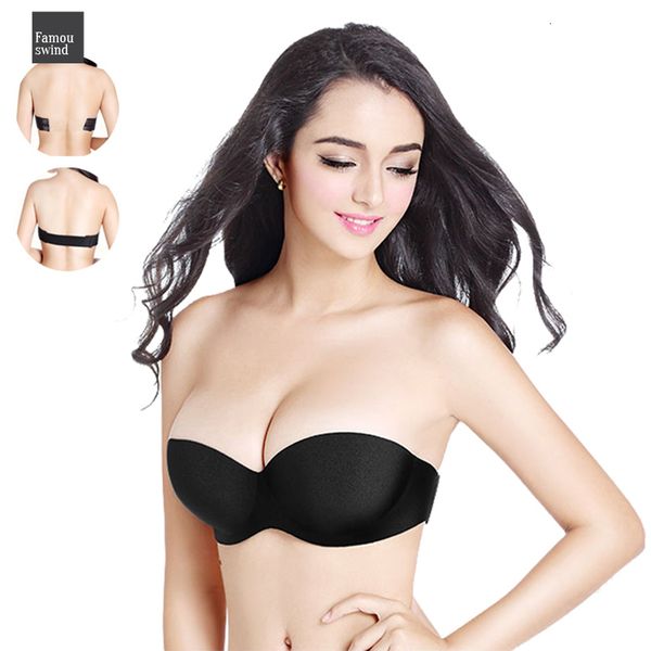 

бюстгальтеры без бретелек невидимые женщины push up bra бесшовные lingerie назад группа платье backless бюстгальтеры для лифа 1 wire cup fre, Red;black