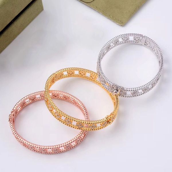 

fashion-titanium steel love punk bracelet with hollow style and diamond for women wedding jewelry ps5248, Black