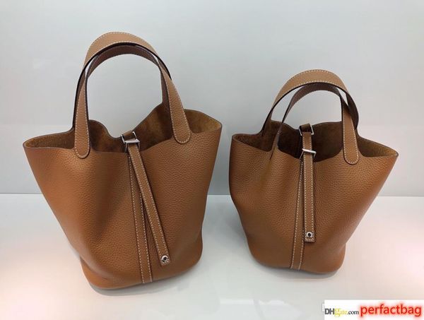 

ins fashion 18cm 22cm brand bucket totes soft cowhide genuine leather shoulder bags lady women handbag wholesale high quality