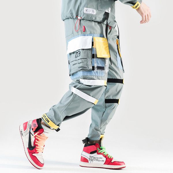 

2019 harajuku pants joggers streetwear men hip hip cargo pant pockets fashion summer sweatpant track trousers hipster harem pant, Black