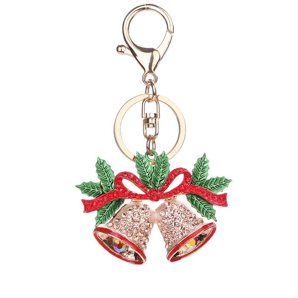 

christmas bell keychain women rhinestone key ring handbag pendant charming bag chain bag jewelry