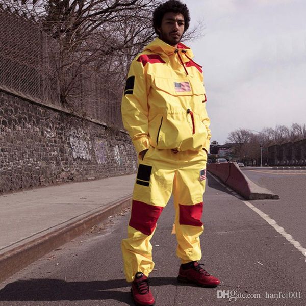 

17ss экспедиция пуловер брюки мужчины женщины пальто мода флаг верхняя одежда водонепроницаемый высокое качество брюки high street брюки s~x, Black