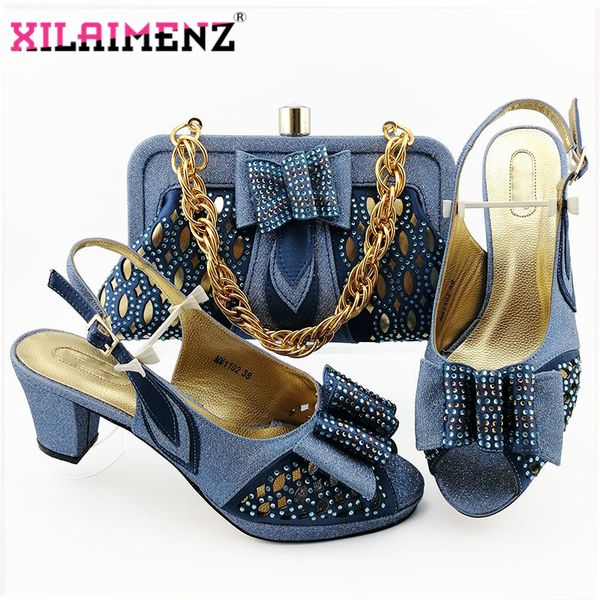 

2019 new design light blue african women shoes and bag to match nigerian style matching shoes and bag set for party, Black