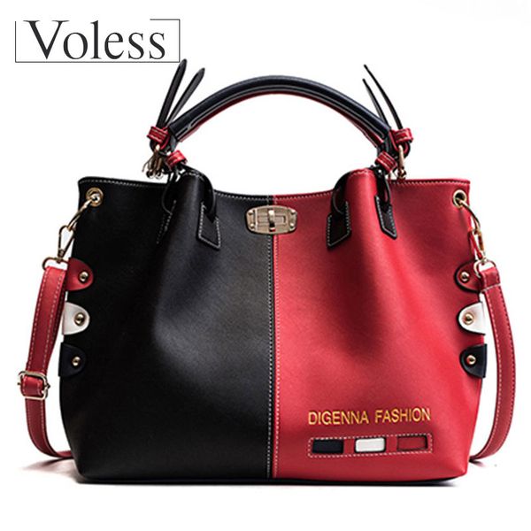 

voless 2018 new fashion pu leather shoulder shopping bag handbags women bags large capacity female tote bags