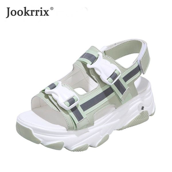 

jookrrix 2020 лета женщин женский пляж сандалии женщин способа высокой пятки клинья толстой подошве обуви черный zs2408, Black