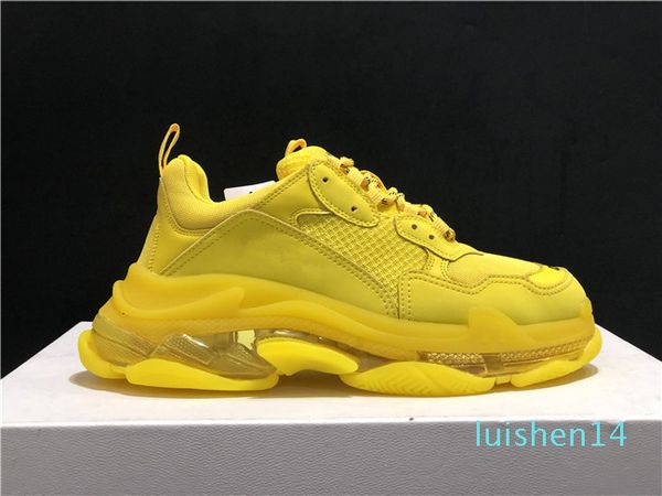 

designer fashion triple casual shoes men green triple s sneaker women leather low lace-up casual flat shoes clear sole l14, Black