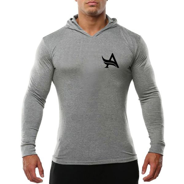 

2018 mens t-shirt running fitness men bodybuilding sport tight long sleeves white t shirt male compression hooded top, Black;blue