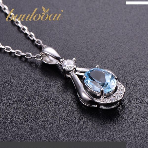 

buulooai solid 925 sterling silver necklaces pendants for women gemstone sky blue z engagement wedding jewelry no chain q190416