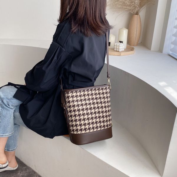 

bag woman 2019 lattice bucket package western style will capacity single shoulder satchel
