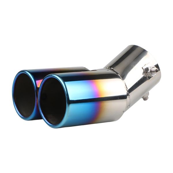 

63mm dual pipe universal accessories round exhaust muffler tip stainless steel chrome trim modified car rear tail throat