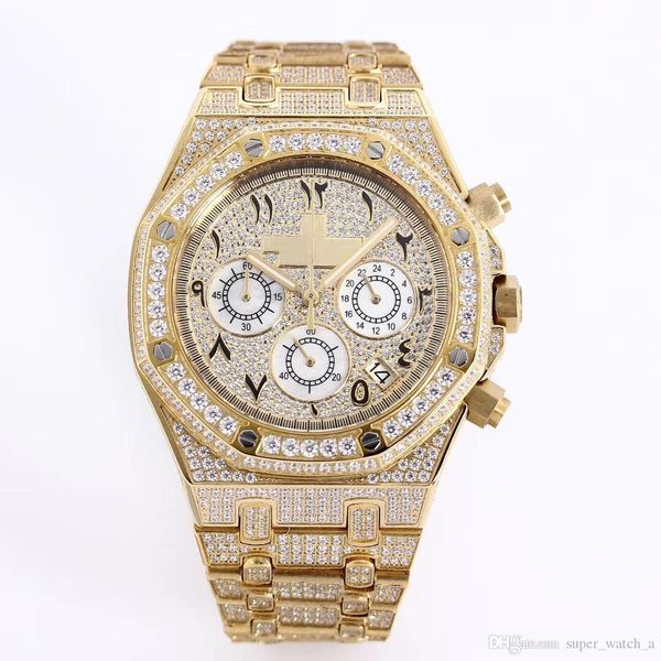 

a 15400 montre de luxe 316l refined steel case vkmovement watches diamond watches 41.5 x12mm weight 170g (import austria party drill, Slivery;brown
