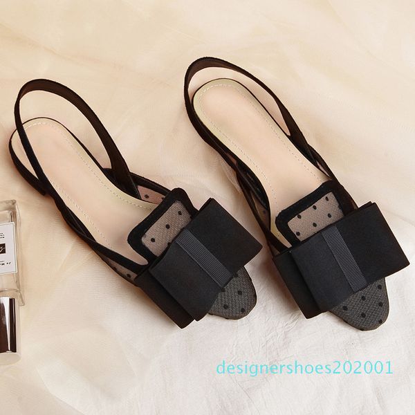 

amazing slingback sandals women mesh shoes flat heel brand dir summer slippers d1, Black