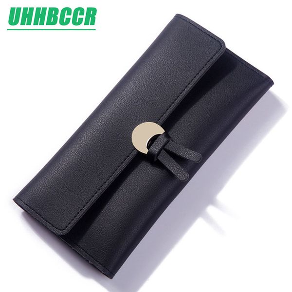 

2019 fashion womens wallets simple zipper purses black pink gray blue long section clutch wallet soft pu leather money bag, Red;black