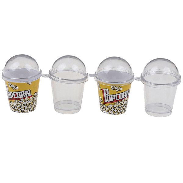 

10pcs cute mini cup with dome lid dollhouse popcorn ice cream jewelry accessory diy charms plastic cups miniature