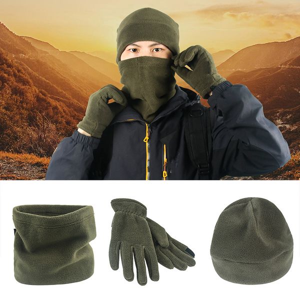 

winter warm skiing special grade fleece three-piece hat bib gloves