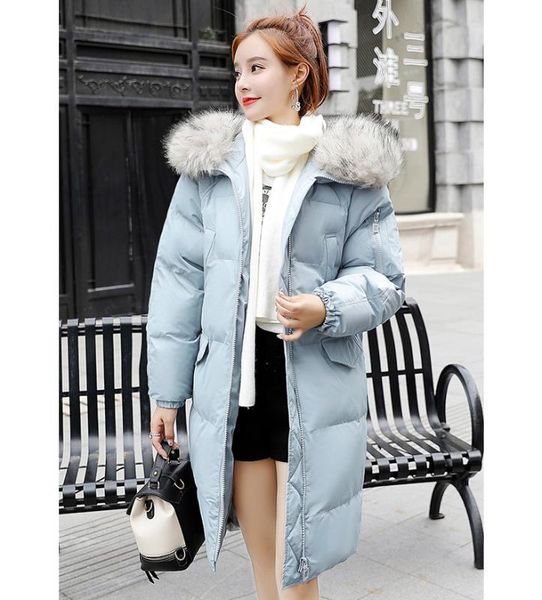 

women's down & parkas women winter jackets and coats warm long wadded jacket large fur collar chaquetas cortas mujer lx2278, Black