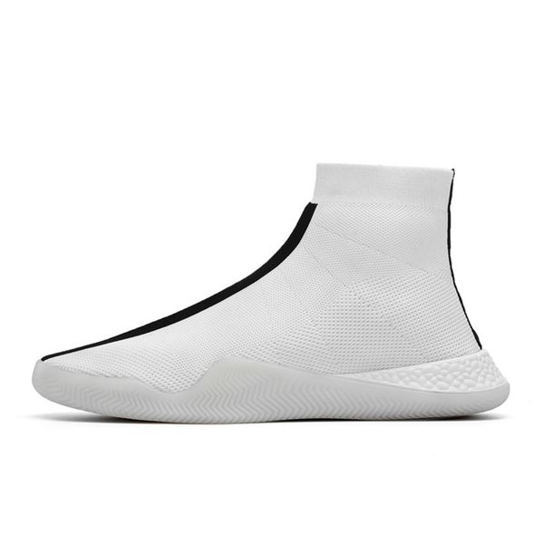 

high sock shoes men breathable flying weaving flats platform men casual shoes men walking slip-on footwear zapatos hombre, Black