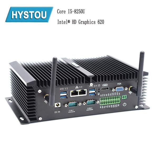 

Hy tou 2019 mini pc 4k upport 8250u ddr4 4g im gpio port window 10 linux pf ence fanle indu trial computer r 232 r485 com
