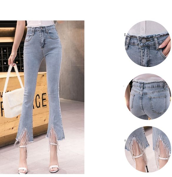 

blue gray women's tailored waist and hip princess jeans bk483