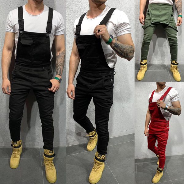 

overalls mens denim jumpsuit jeans skinny jeans denim pant long trouser frayed rip pant destroyed men jumpsuit, Blue