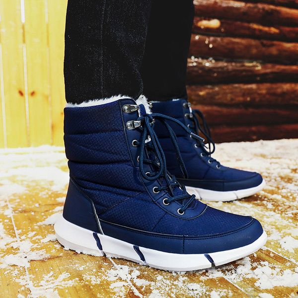 

men winter shoes snow boots warm lightweight anti-slip breathable for outdoor c55, Black
