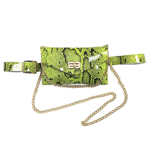 

women waist pack serpentine fanny pack pu leahter waist bag femal fashion snake skin belt female purse &&6