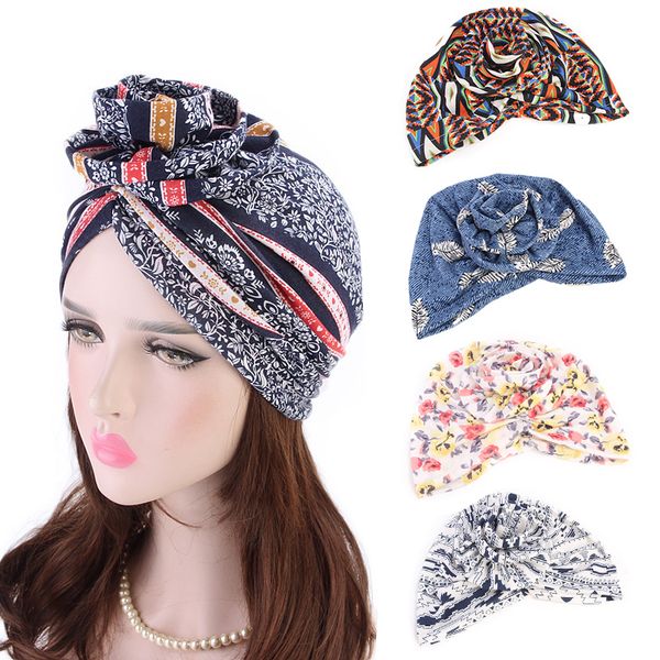 

1pc elegant cotton flower turban women beanie chemo cancer cap turbantes headwear bandana wedding party muslim scarf/cap, Blue;gray