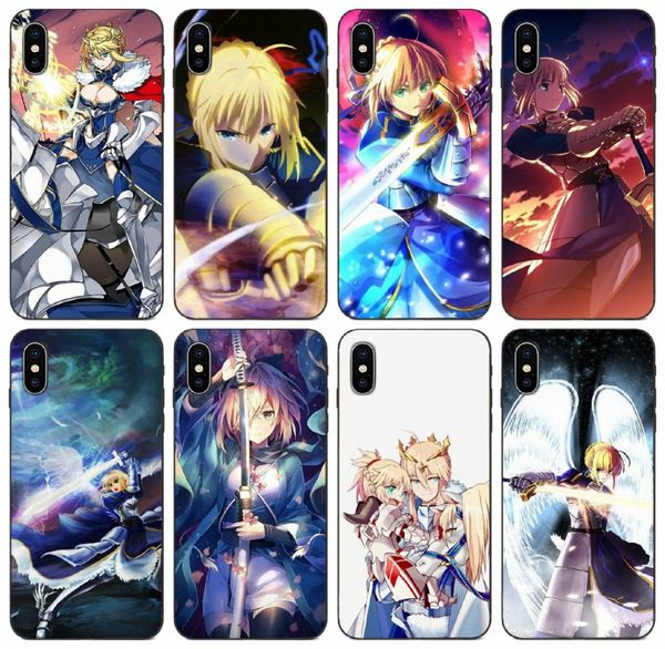 

tongtrade] saber fate stay night case for apple iphone 11 pro max xs 8s 7s 6s samsung j7 huawei p7 lite redmi note 4x 1pcs 10pcs case