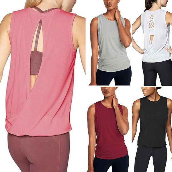 

Ladies Womens Long Racer Back Bodycon Muscle Vest Tops Gym Top S-XL Backless