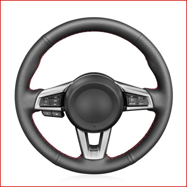 

black artificial leather steering wheel cover for mx5 mx-5 2016 2017 2018 2019 2020