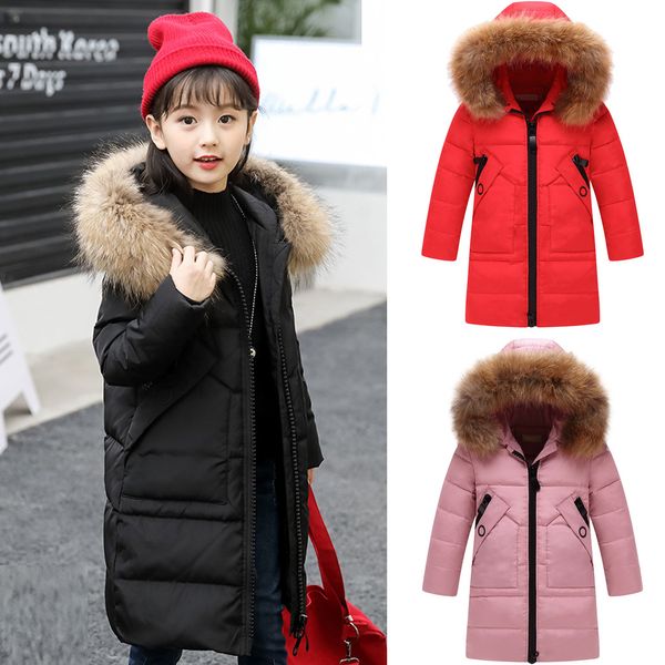 

chamsgen kids girls autumn winter jackets hooded down coat puffer jacket padded overcoat cotton clothing zip princess coat, Blue;gray