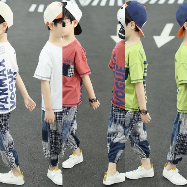 

wear boys' summer suit 2020 foreign style middle and big children's handsome children's clothes fashion