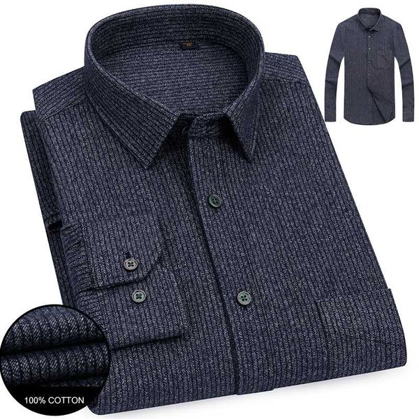 

2020 mens wear casual long sleeve combed cotton brushed shirt soft comfortable male social business striped corduroy dress shirt, White;black