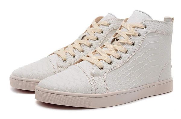 

2019 new designer high help flats casual shoes red bottom luxury mens and womens party lovers leather sneakers zapatos size 35-46, Black