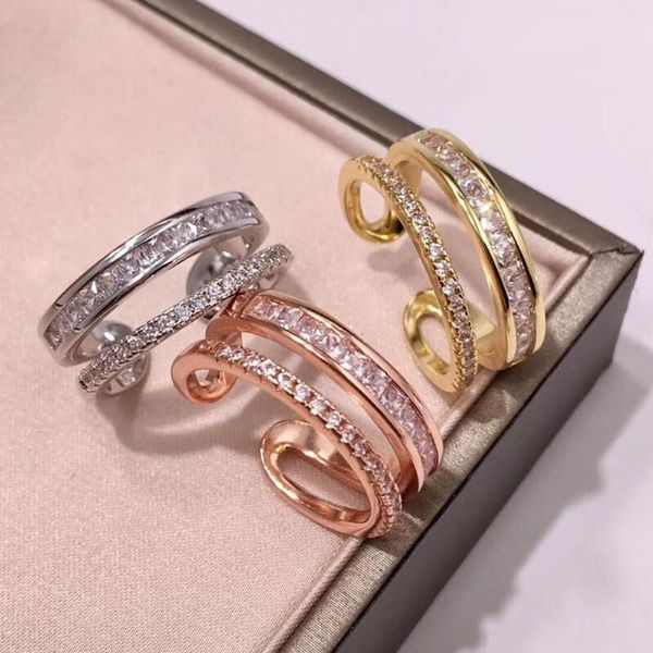 

дизайнерская мода медные ювелирные изделия 3a кубический цирконий партии регулируемое кольцо, Silver